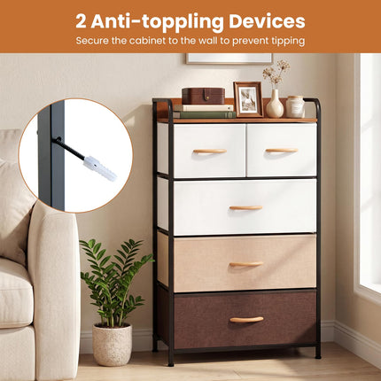 Dreamade 5-Drawer Fabric Dresser with Removable Fabric Bins