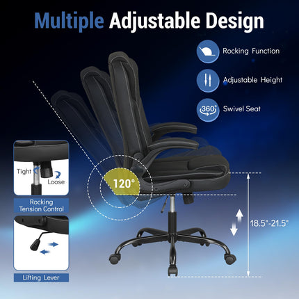 Dreamade Leather Ergonomic Computer Desk Chair with Rocking Function & Adjustable Height