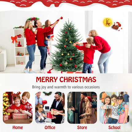 Dreamade 6ft Faux Hinged Xmas Full Tree with 240 Warm White LED Lights, 778 Branch Tips