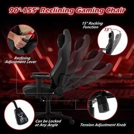 Dreamade Gaming Chair Video Game Chair with Magnetic Headrest & Lumbar Support