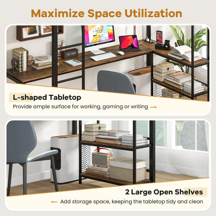 Dreamade Twin Loft Bed with L-Shaped Desk, Metal Loft Bed Frame with LED Lights