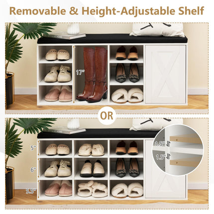Dreamade Shoe Bench, 3 Tier 9 Cubes Storage Bench with Adjustable Shelves (Rustic Brown)