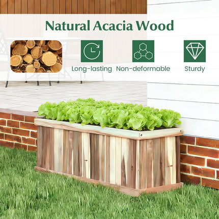 Dreamade Rectangular Acacia Wood Raised Garden Bed w/Drainage Gaps