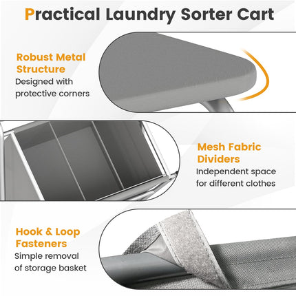 Dreamade Laundry Sorter with Foldable Ironing Board 3 Section Tilt Out Laundry Hamper with Removable Bags