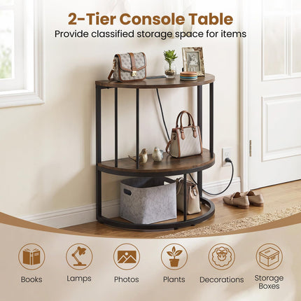 Dreamade Half Moon Console Table with Outlets