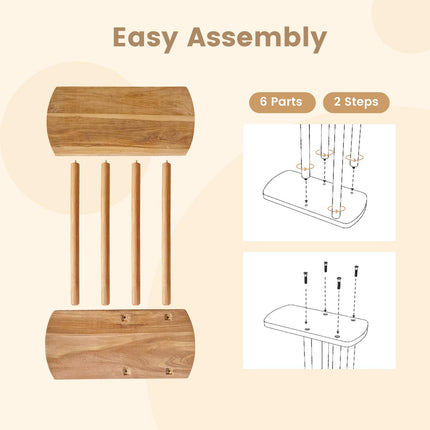 Dreamade C-Shaped Teak Wood Side Table Set of 1/2 Narrow 2-Tier Couch Tables