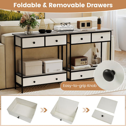 Dreamade Farmhouse Console Table 32” Entryway Table with 3 Fabric Drawers & Open Storage Shelf