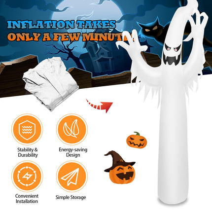 DREAMADE 12 Ft Halloween Inflatable Ghost Lighted Flame Yard Decoration