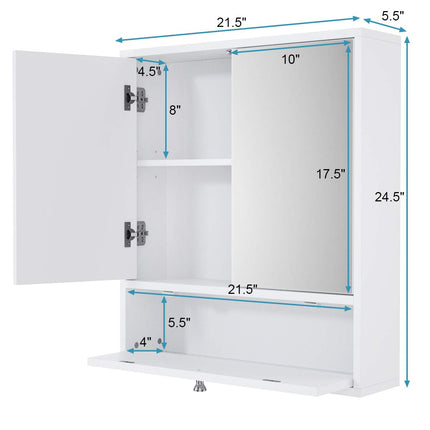 Dreamade Bathroom Cabinet Wall Mounted Mirrored Storage Organizer