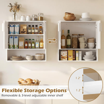 Dreamade Fluted Bathroom Wall Cabinet | Over-the-Toilet Medicine Cabinet w/ 2 Doors