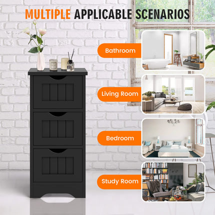 Dreamade Bathroom Floor Cabinet - Small Bathroom Storage Cabinet with 3 Removable Drawers