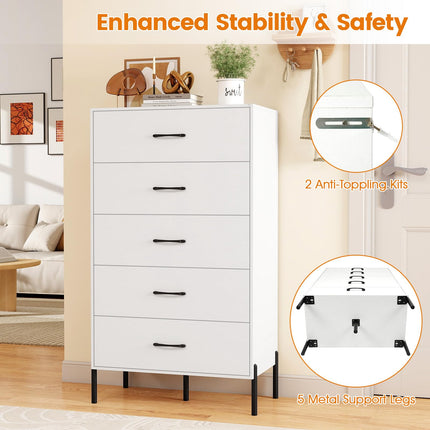 Dreamade 5-Drawer Modern Tall Storage Organizer with Metal Legs & Handles