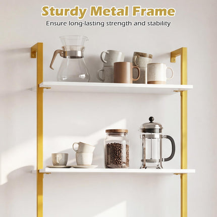 Dreamade Ladder Shelf | 3-Tier Wood Wall Mounted Bookshelf with Metal Frame (1/2)