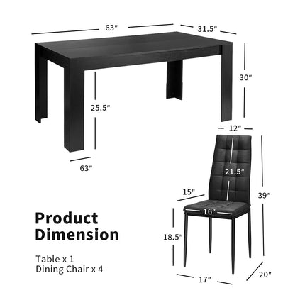 Dreamade 9 Pcs Dining Table Set, Wood Rectangular Table with 8 Upholstered Chairs Set
