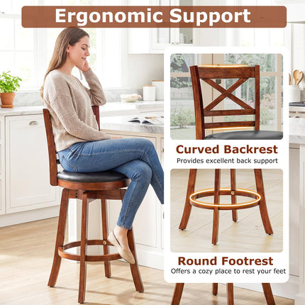 Dreamade 25 Inch Swivel Bar Stools Set of 2/4 with PU Faux Leather Upholstered Seat
