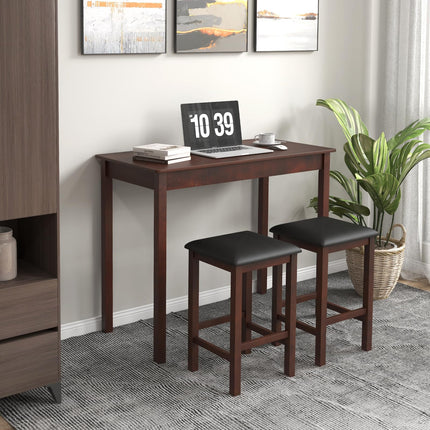 Dreamade Dining Table Set for 2, Counter Height Dining Table Set with 2 Bar Stools, Wood Legs, Dinette Table Set