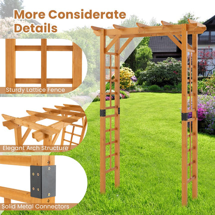 Dreamade 7FT Wood Garden Arbor Trellis for Ceremony Party