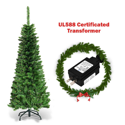Dreamade Prelit Pencil Christmas Tree, 4.5FT Premium Hinged Fir Tree - DreamadeUS
