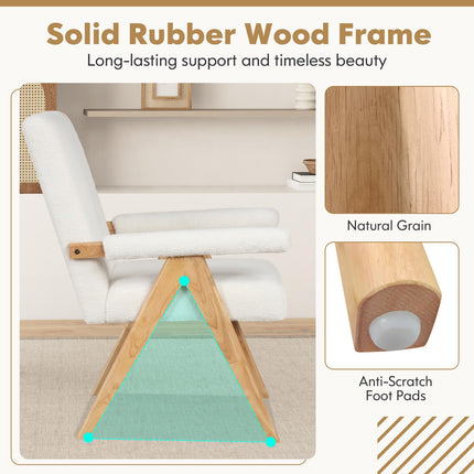 Dreamade Mid-Century Modern Accent Chair, Sherpa Fabric Reading Chair with Padded Armrests