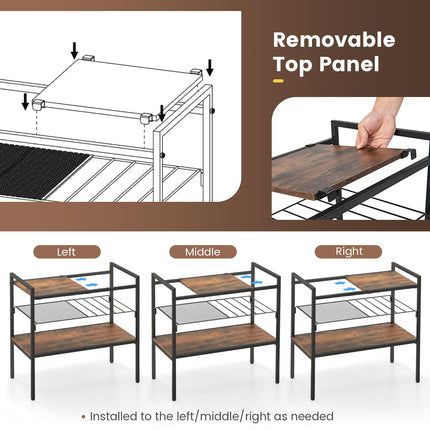 Dreamade 3-Tier Storage Rack, 24" Compact Shelving Unit Storage Shelves with Unique Removable Panel for Different Heights