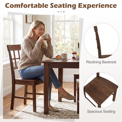 Dreamade Armless Wooden Dining Chairs Set of 2/4 with Solid Rubber Wood Frame