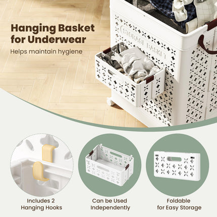 Dreamade 75L Collapsible Laundry Basket with Wheels