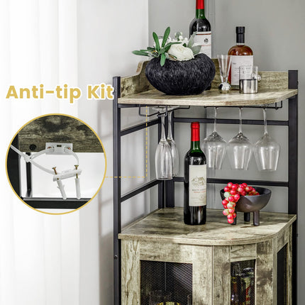 Dreamade Corner Bar Cabinet with Glass Holder