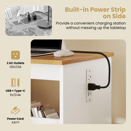 Dreamade Folding Sewing Table with Charging Station