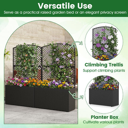 Dreamade 49 inch Tall PE Rattan Raised Garden Bed with Trellis