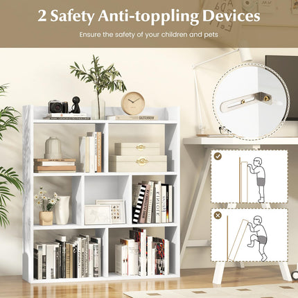 Dreamade 7 Cube Bookshelf with Anti Toppling Devices for Living Room