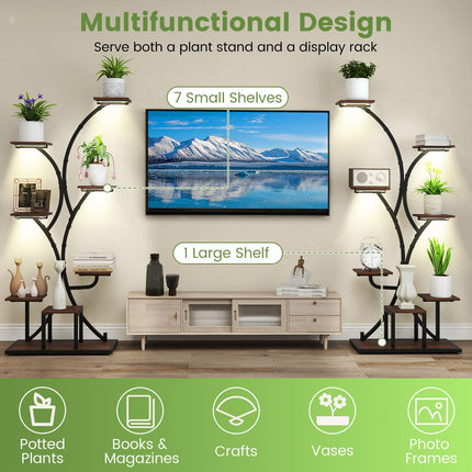 Dreamade Plant Stand Indoor with Grow Lights 8-Tier 58" Tall Corner Metal Plant Shelf