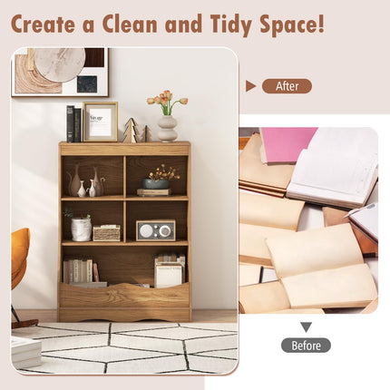 Dreamade Storage Cabinet, Small Bookshelf, Short Bookcase with 4 Open Storage Cube & Bottom Compartment