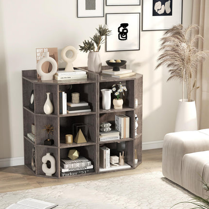 Dreamade 3-Tier Corner Cabinet with Charging Station, Corner Shelf with 9 Cubbies, 2 USB Ports & 4 Outlets