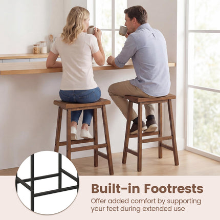 Dreamade 24 Inch Counter Height Saddle Bar Stools with Footrest (2/4)
