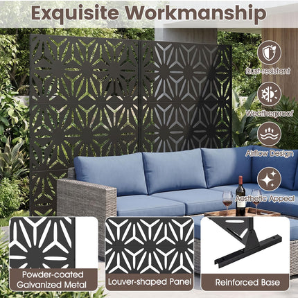 Dreamade 72''H x 48''W Freestanding Metal Privacy Screen with Stable Legs