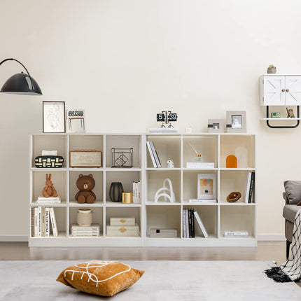 Dreamade 9-Cube Bookcase White - 4-Tier Freestanding Open Bookshelf