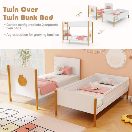 Dreamade Wood Twin Over Twin Bunk Bed