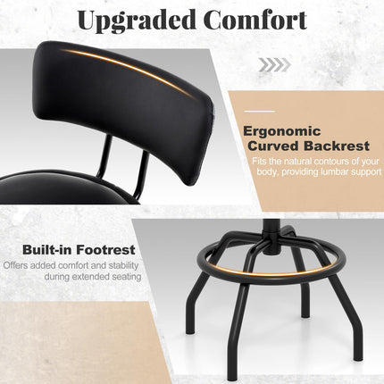 Dreamade Swivel Bar Stools Set of 1/2/3/4, 24.5"-29" Height Adjustable Counter Height Chairs w/Back
