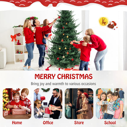 Dreamade 8ft Pre-lit Artificial Christmas Tree with 450 Warm White LED Lights, 1480 Branch Tips