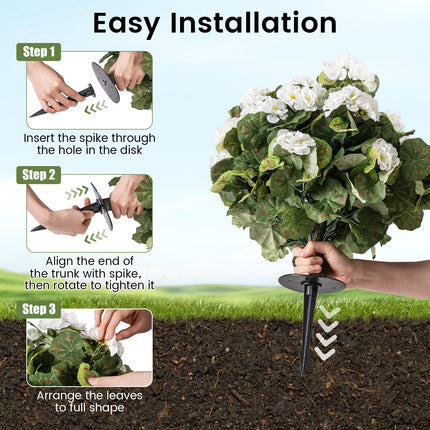 Dreamade 22.5” Artificial Begonia Ball Trees Set of 2 with Ground Spikes