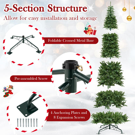 Dreamade 12 FT Tall Pre-Lit Hinged Xmas Tree with Quick Power Connector