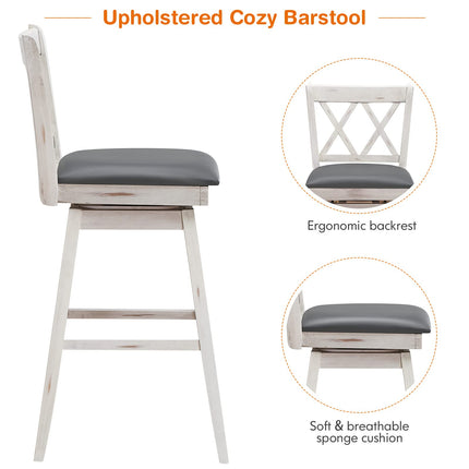 Dreamade Bar Stool with Foot Rest Upholstered Cushion & Ergonomic Backrest