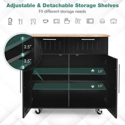Dreamade Kitchen Island Cart Rolling Storage Trolley Cart