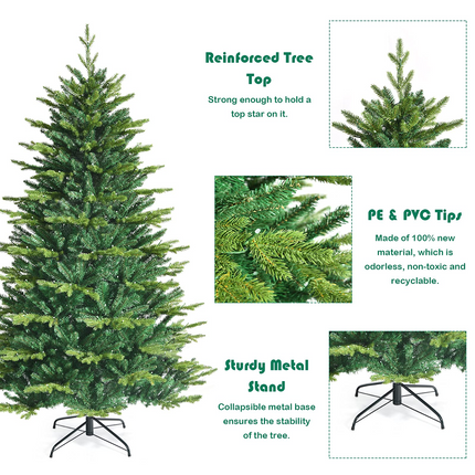 Dreamade 6ft Pre-lit Christmas Tree, Hinged Artificial Xmas Tree w/ 420 APP Controlled LED Lights - DreamadeUS