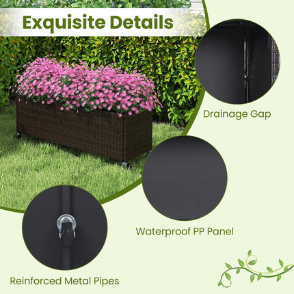 Dreamade 38”x12”x14" Wicker Raised Garden Bed with Wheels