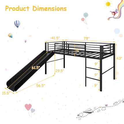 Dreamade Twin Loft Bed with Slide