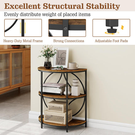 Dreamade Half Round End Table 3-Tier Narrow Side Table(1/2)