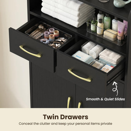 Dreamade Freestanding Bathroom Storage Cabinet with 2 Drawers and 2 Doors
