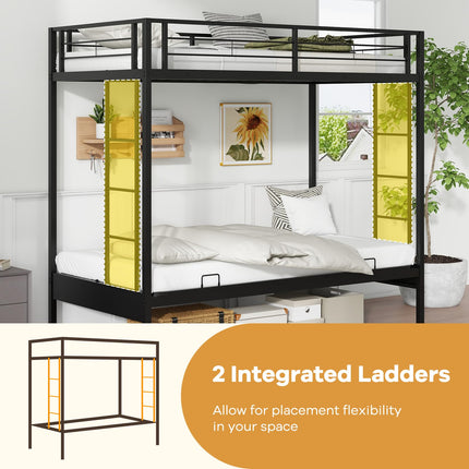 Dreamade Twin Over Futon Bunk Bed, Metal Bunk Bed with Futon