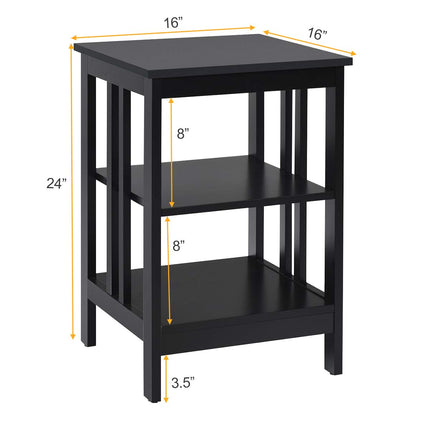 Dreamade Nightstand 3-Tier Sofa Side Table W/Reinforced Bars and Stable Structure